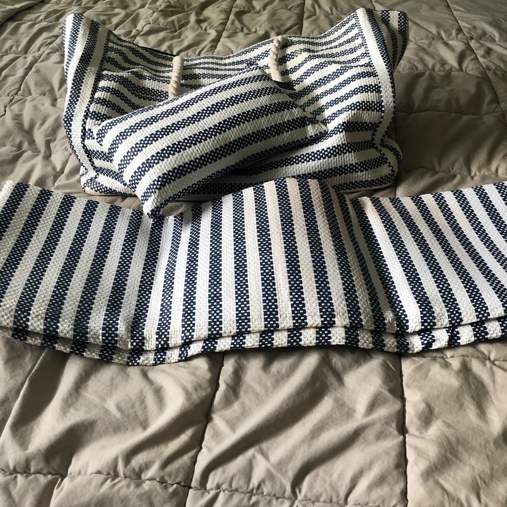 3 piece striped beach bag